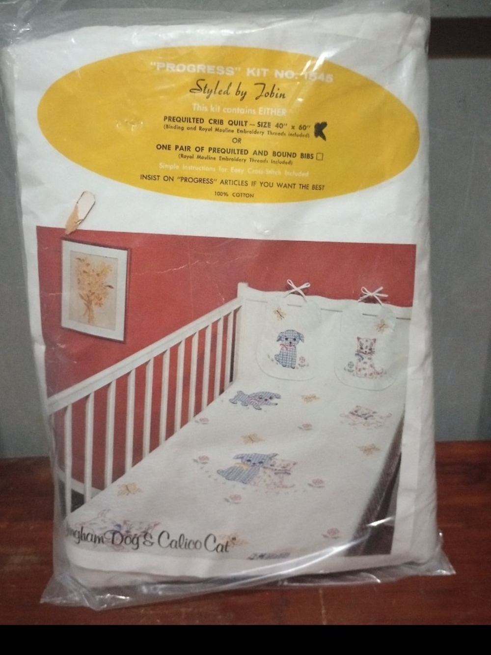 Vintage Pre quilted Baby Crib Bedding Kit. NOS